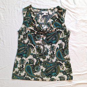 Drape Neck Paisley Tank Top